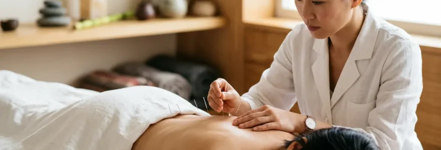 Balance harmonieuse entre aiguilles d'acupuncture et symboles euros dans un environnement apaisant