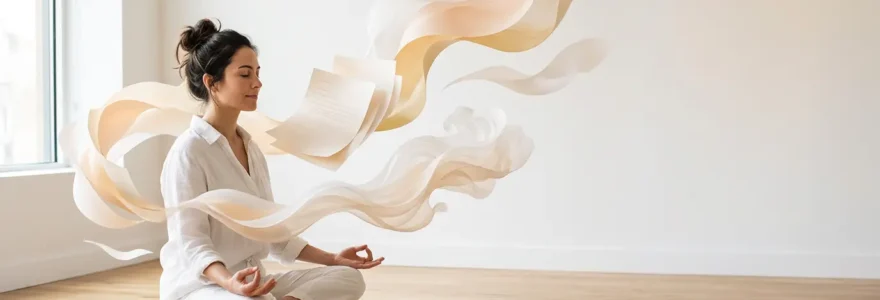 Personne en position de détente avec documents d'assurance et esprit apaisé