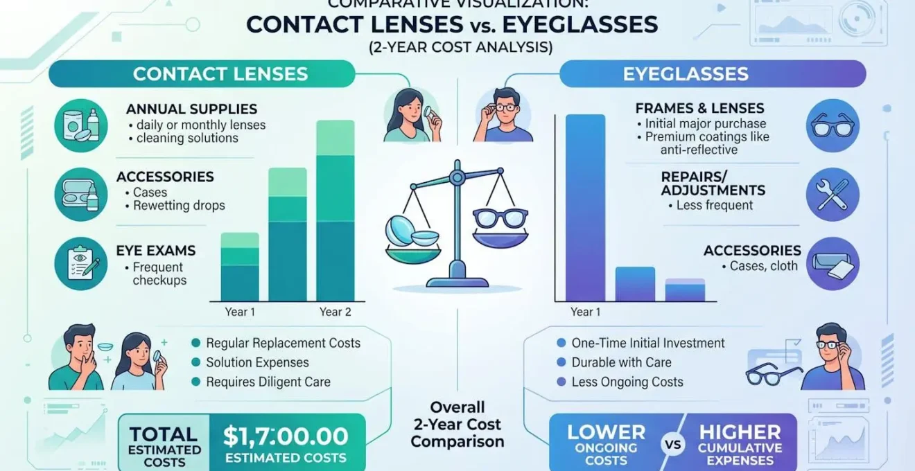 Visualisation comparative des coûts entre lentilles de contact et lunettes de vue