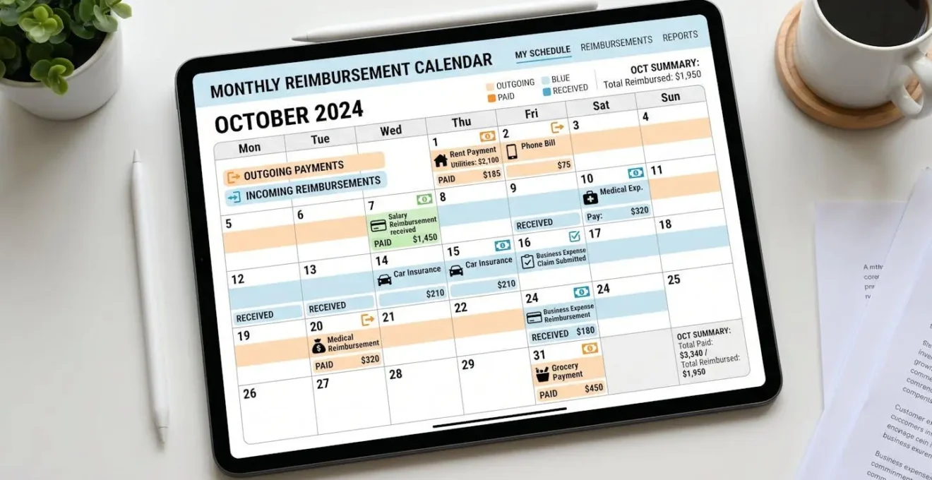 Calendrier visuel montrant l'échéancier de paiement aligné sur les remboursements
